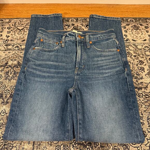 MADEWELL Women’s 25 The Perfect Vintage Jean Medium Dark Wash Straight Leg - Picture 1 of 7